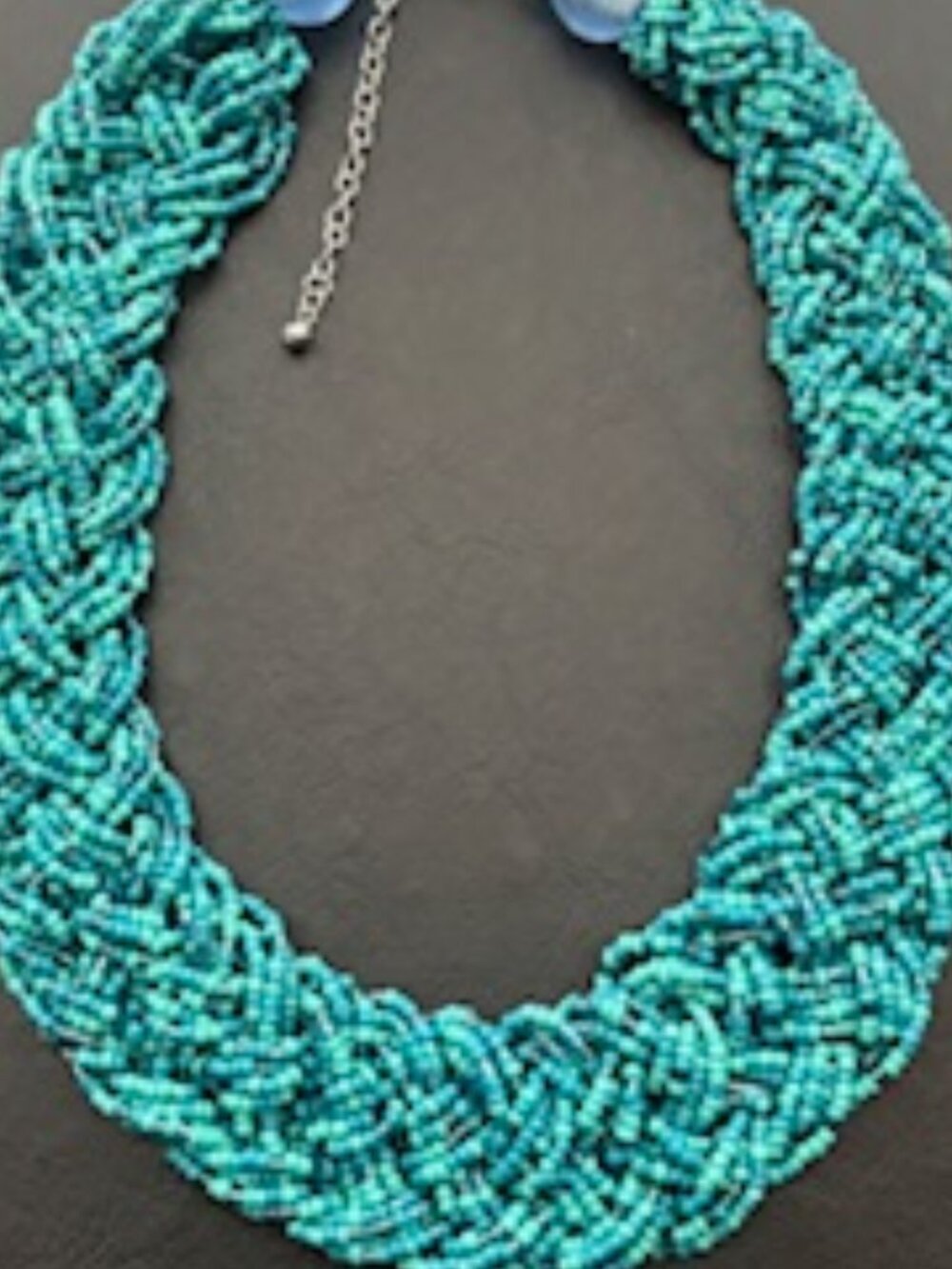 Beautiful braided necklace-Shades of teal-A conversation piece